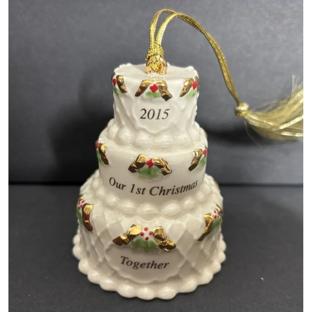 Lenox 2015 Our 1st Christmas Together Cake Chrismas Tree Porcelain Ornament